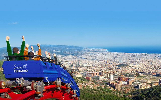 roller coaster looking over barcelona