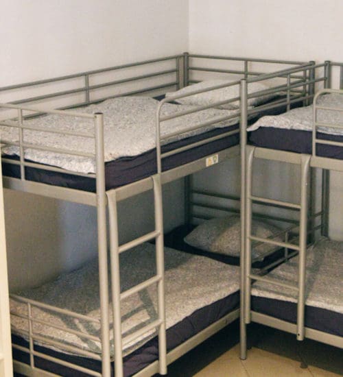 four hostel beds