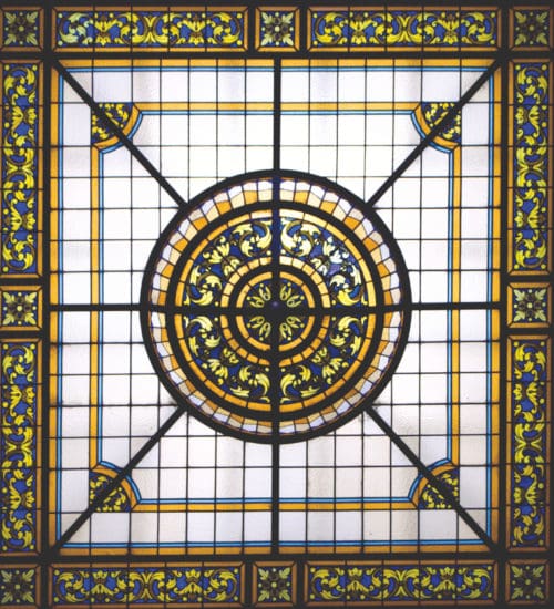 stain glass ceiling in foyer